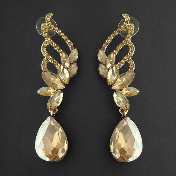 Kriaa Brown Crystal Stone Dangler earrings - 1315619