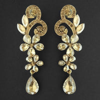 Kriaa Brown Crystal Stone Dangler earrings - 1315626