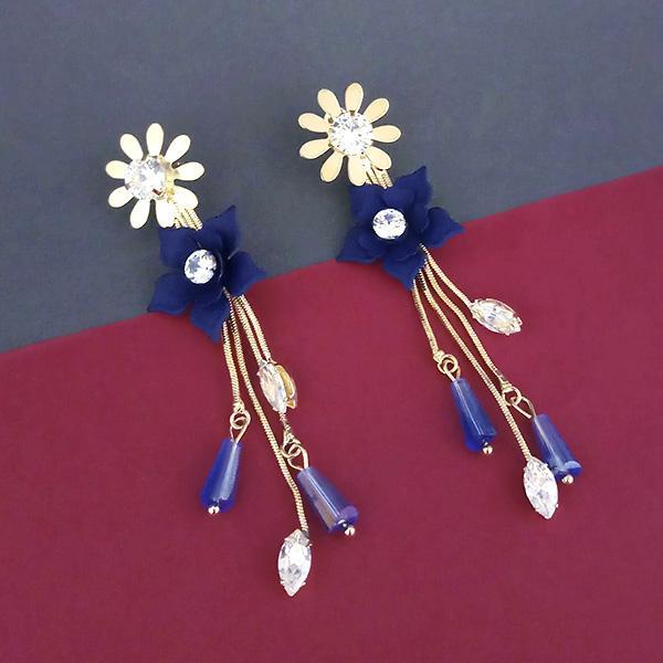 Urthn Blue Floral Austrian Stone Dangler Earrings  - 1315701A