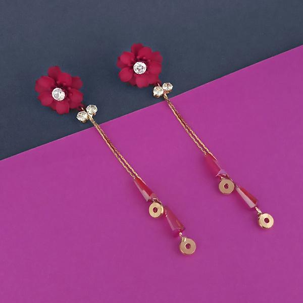 Urthn Red Floral Austrian Stone Dangler Earrings  - 1315702B