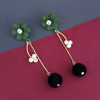 Urthn Green Floral Austrian Stone Dangler Earrings - 1315708F