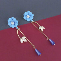 Urthn Blue Floral Austrian Stone Dangler Earrings  - 1315709A