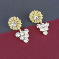 Urthn Yellow Floral Austrian Stone Dangler Earrings  - 1315713C