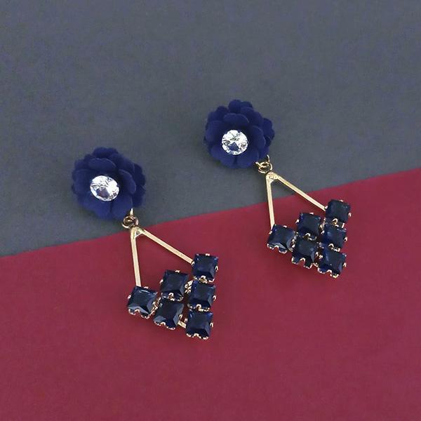 Urthn Blue Floral Austrian Stone Dangler Earrings - 1315714A