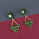 Urthn Green Floral Austrian Stone Dangler Earrings - 1315714F