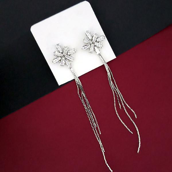 Urthn AD Stone Silver Plated Dangler Earrings - 1315823B