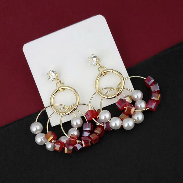 Urthn Austrian Stone Gold Plated Pearl Dangler Earrings - 1315826B