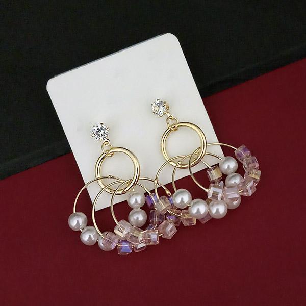 Urthn Austrian Stone Pearl Gold Plated Dangler Earrings  - 1315826D