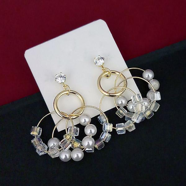 Urthn Austrian Stone Pearl Gold Plated Dangler Earrings - 1315826E