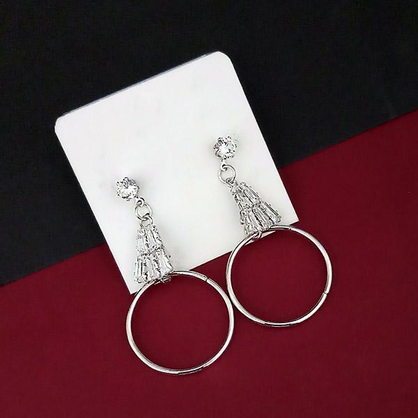 Urthn AD Stone Silver Plated Dangler Earrings - 1315862B