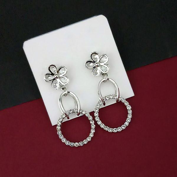 Urthn Austrian Stone Floral Silver Plated Dangler Earrings - 1315871