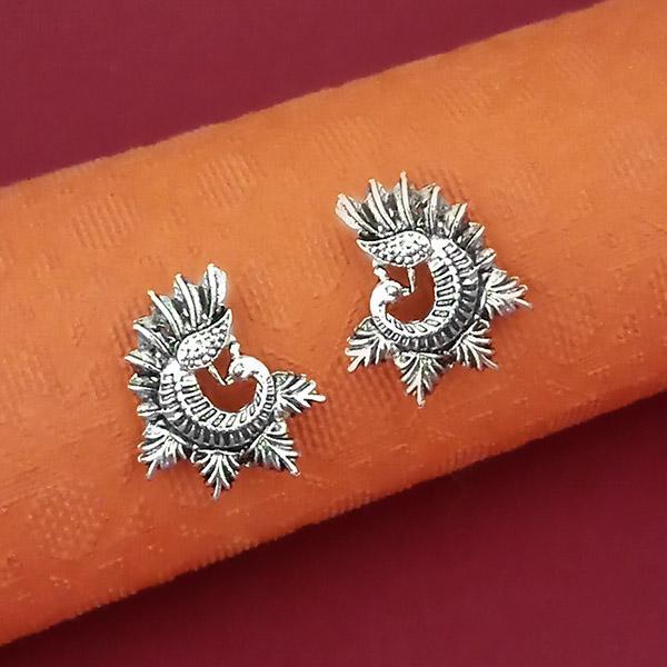 Jeweljunk Oxidised Plated Peacock Design Stud Earrings - 1316012