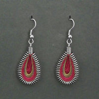 Jeweljunk Rhodium Plated Pink Thread Dangler Earrings - 1316101B