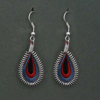 Tip Top Fashions Rhodium Plated Blue Brown Thread Dangler Earrings - 1316101N