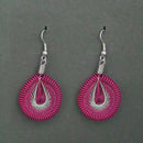 Jeweljunk Rhodium Plated Pink Thread Dangler Earrings  - 1316104K