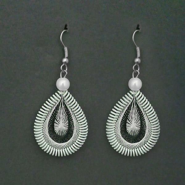 Tip Top Fashions Rhodium Plated White Thread Dangler Earring - 1316107D