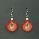Tip Top Fashions Rhodium Plated Orange Thread Dangler Earrings  - 1316108L