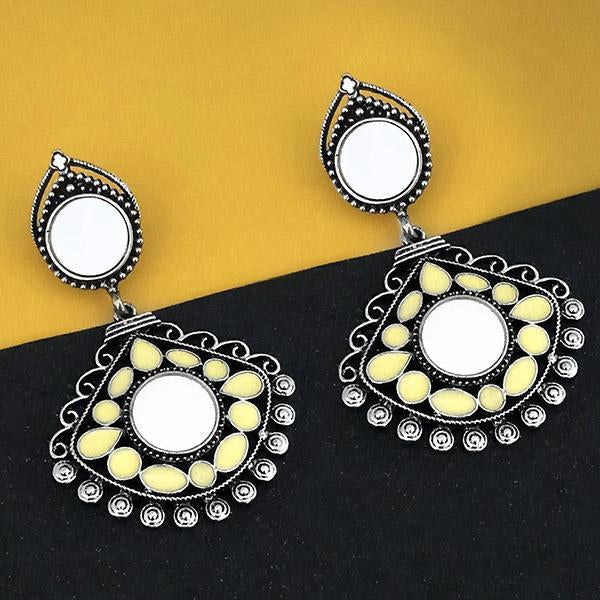 Jeweljunk Oxidised Plated Mirror Dangler Earrings  - 1316212B