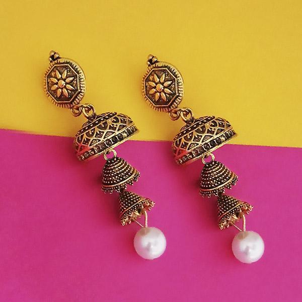 Jeweljunk Antique Gold Plated Jhumki Earrings - 1316216A