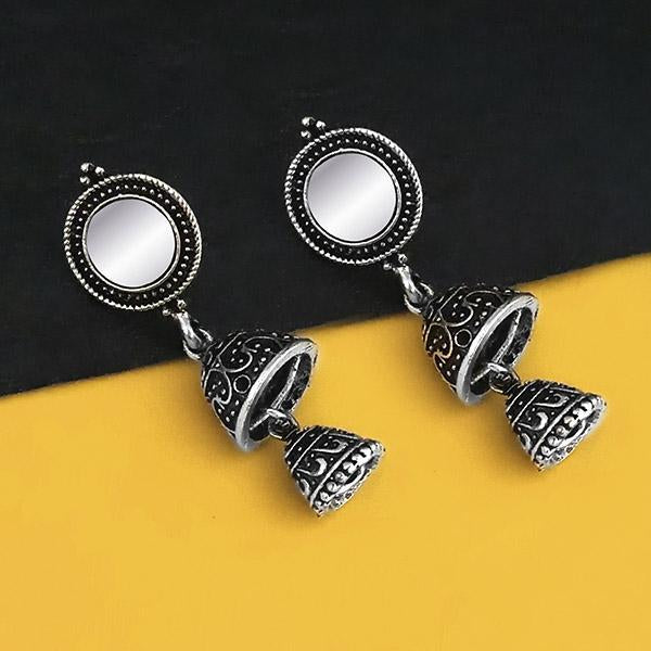 Jeweljunk Oxidised Plated Mirror Jhumki Earrings  - 1316221B