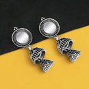 Jeweljunk Oxidised Plated Mirror Jhumki Earrings - 1316222B