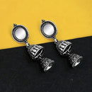Jeweljunk Oxidised Plated Mirror Jhumki Earrings - 1316223B