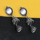 Jeweljunk Oxidised Plated Mirror Jhumki Earrings - 1316224B