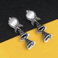 Jeweljunk Oxidised Plated Mirror Jhumki Earrings - 1316226B