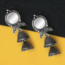 Jeweljunk Oxidised Plated Mirror Jhumki Earrings - 1316227B