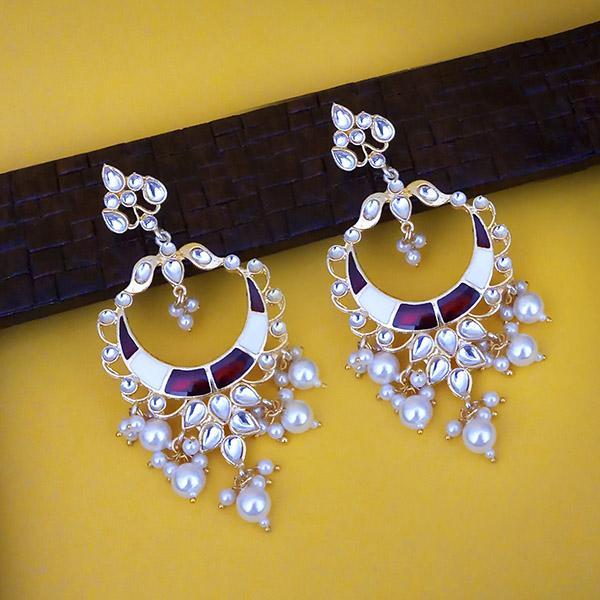 Kriaa Gold Plated Meenakari Kundan Dangler Earrings - 1316330L