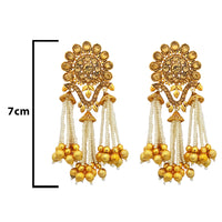 Kriaa Gold Plated Austrian Stone Pearl Dangler Earrings