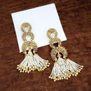 Kriaa Brown Austrian Stone Pearl Gold Plated Dangler Earrings