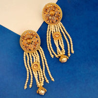 Kriaa Gold Plated Brown Austrian Stone Dangler Earrings