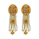 Kriaa Gold Plated Brown Austrian Stone Dangler Earrings