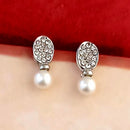 Kriaa Gold Plated White Austrian Stone Stud Earrings