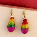 Jeweljunk Multi Gold Plated Thread Pom Pom Earrings