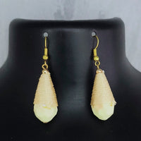 Kriaa Antique Gold Plated Thread Dangler Earrings