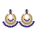 JD Arts Gold Plated Kundan Blue Dangler Earrings
