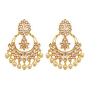 JD Arts Gold Plated Kundan Golden Dangler Earrings