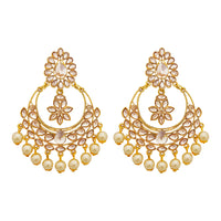 JD Arts Gold Plated Kundan Golden Dangler Earrings