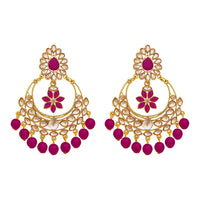 JD Arts Gold Plated Kundan Pink Beads Dangler Earrings