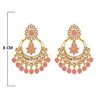 JD Arts Gold Plated Kundan Peach Beads Dangler Earrings