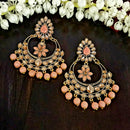 JD Arts Gold Plated Kundan Peach Beads Dangler Earrings