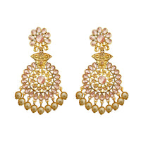 JD Arts Kundan Golden Dangler Earrings