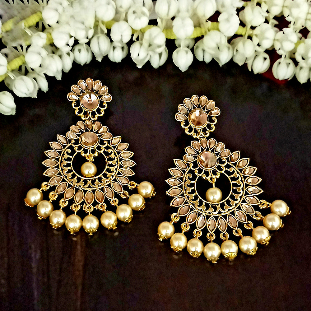 JD Arts Golden Beads Kundan Stone Dangler Earring