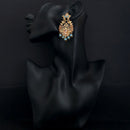 JD Arts Antique Gold Plated Kundan Blue Beads Dangler Earrings
