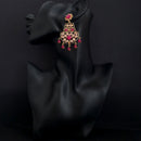 JD Arts Antique Gold Plated Kundan Pink Beads Dangler Earrings