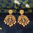 JD Arts Antique Gold Plated Brown Kundan Dangler Earrings