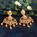 JD Arts Antique Gold Plated Kundan Peach Beads Dangler Earrings - 1317625F