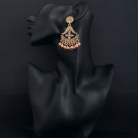 JD Arts Antique Gold Plated Kundan Peach Beads Dangler Earrings
